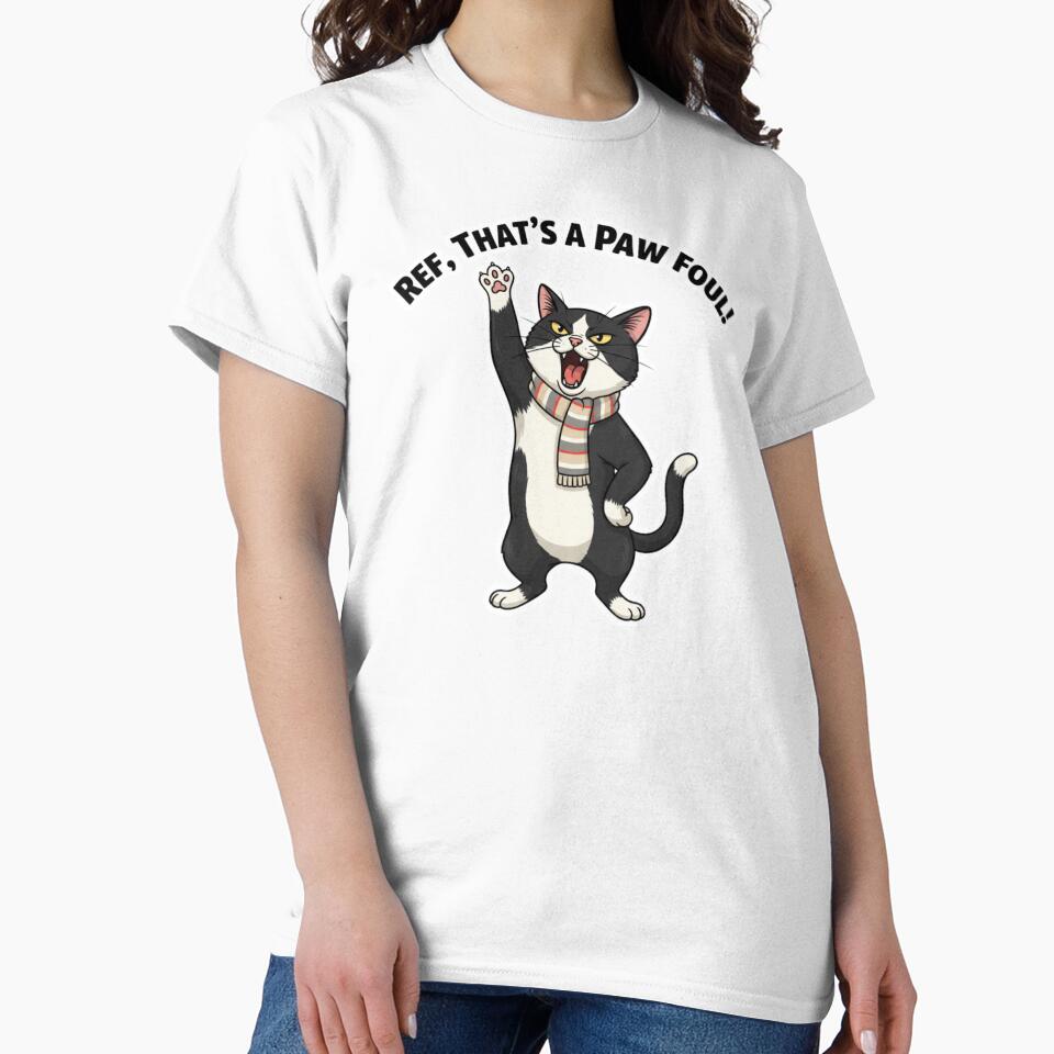 Ref, That's a Paw Foul! — Funny Tuxedo Cat Football Design by catastrocat