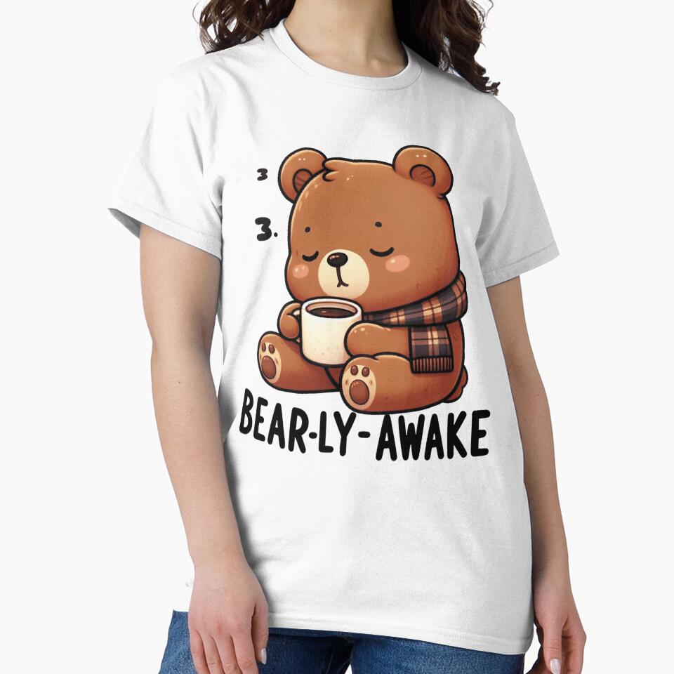 Bearly Awake Funny Bear And Coffee by FurAndFlaireg