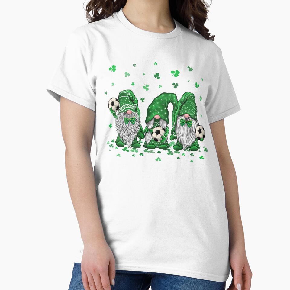 Best Couple St Patricks Day Themed Shirts Lucky Soccer Gnomes Shamrock T Shirt by tuanitus