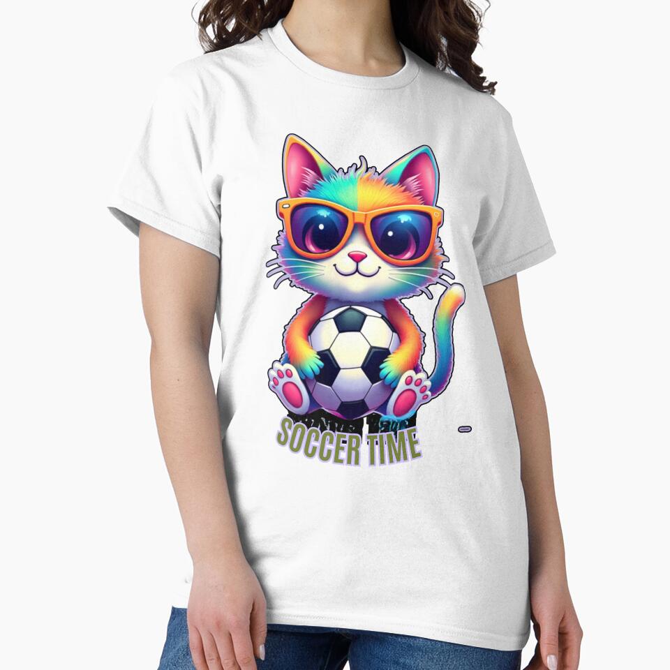 Soccer Time Cool Cat - Rainbow Soccer Kitty by PriyaMagic