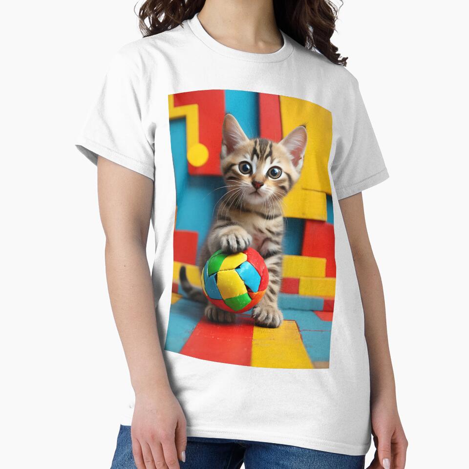 Soccer kitty, small cat with soccer ball on a colorful background standing out by FaceArt treasures