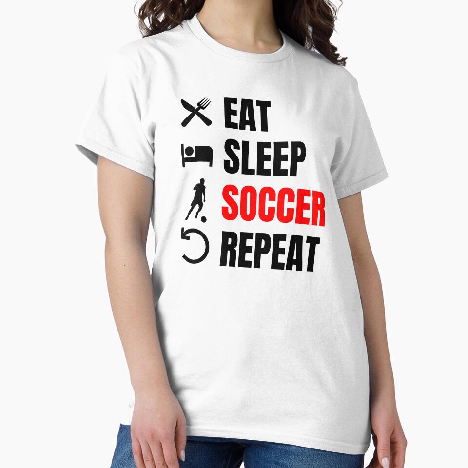 Eat Sleep Soccer Repeat Red Black on White by Web CreationsNL