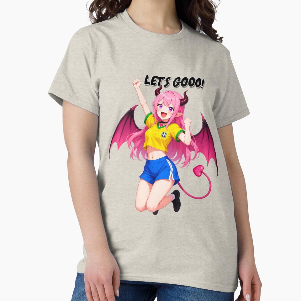 Noxie Lets Go  – Cute Demon Anime Brazil Soccer Fan Hype Kawaii Football Girl by NoxieCozyStudio