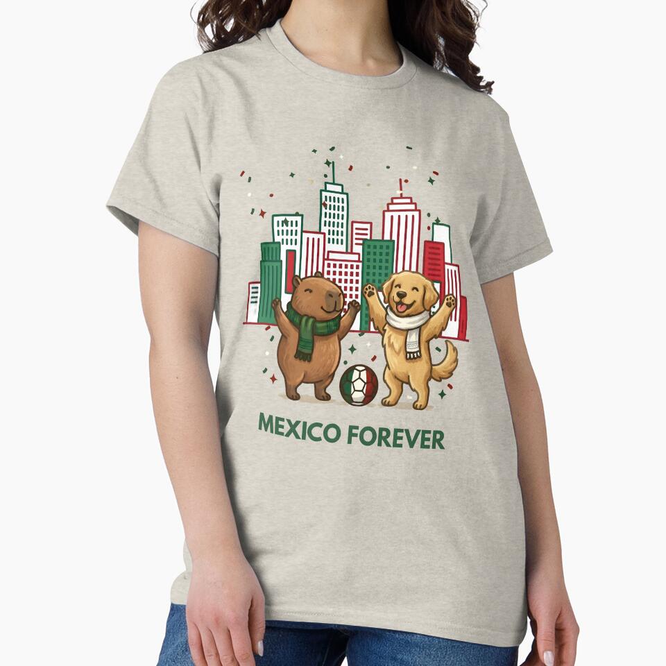 Mexico Fun Vibes Capybara And Dog City Skyline by laughingshirts