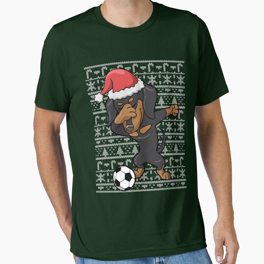 Dabbing Dachshund Soccer Football Ugly Christmas by frittata
