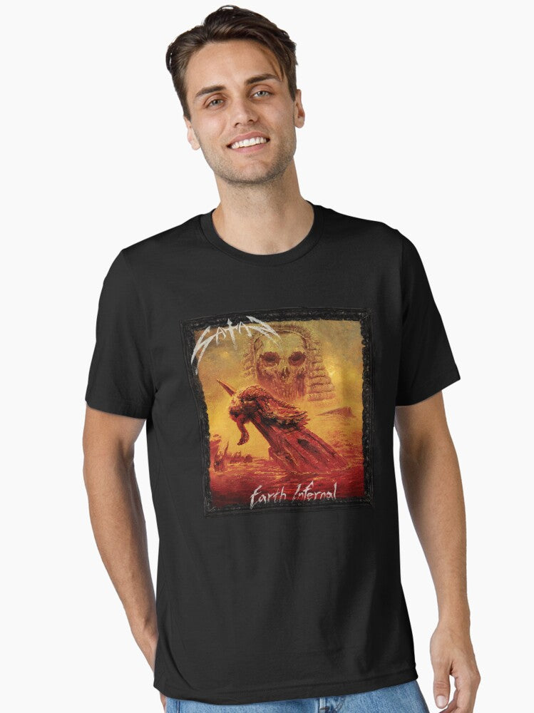 Satan NWOBHM - Earth Infernal album 2022 Essential T-Shirt Hoodie, Sweatshirt | CoreVibeTees.com (Image 1)