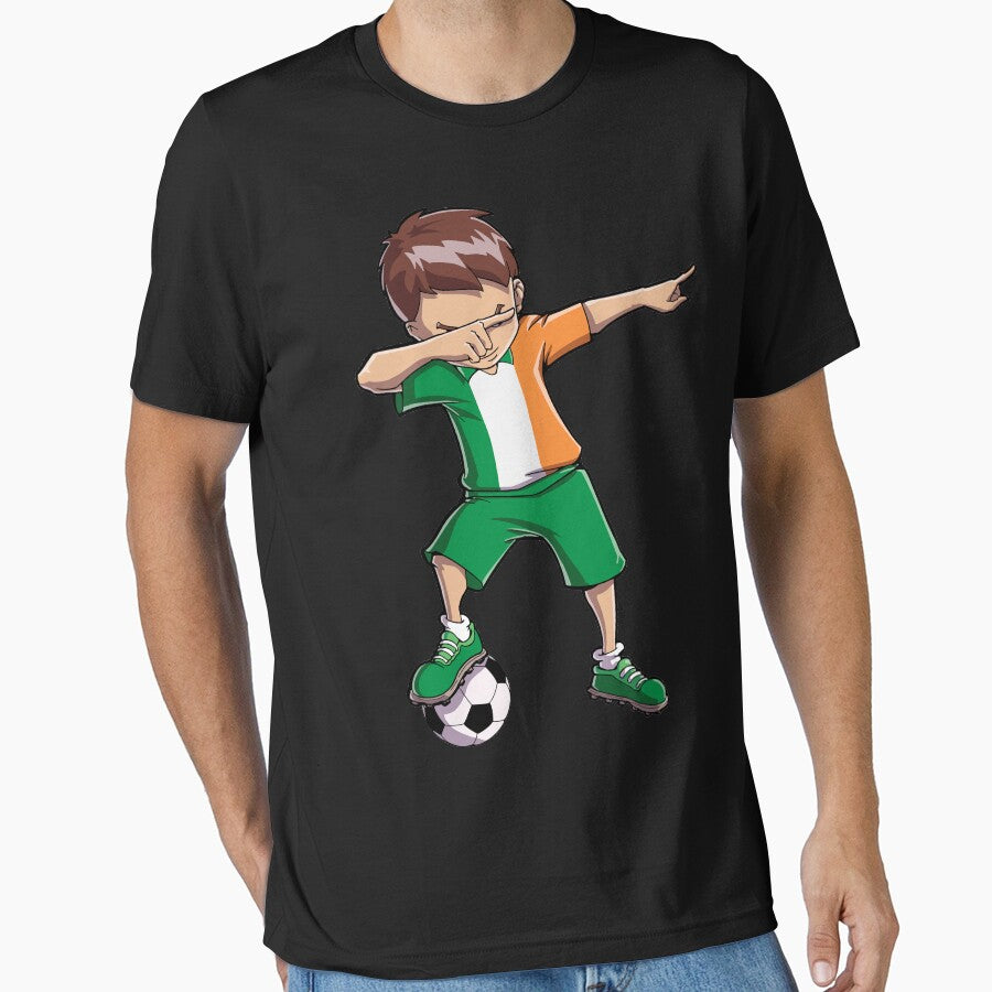 Dabbing Soccer T shirt for Boys Ireland Irish Football Gifts by LiqueGifts