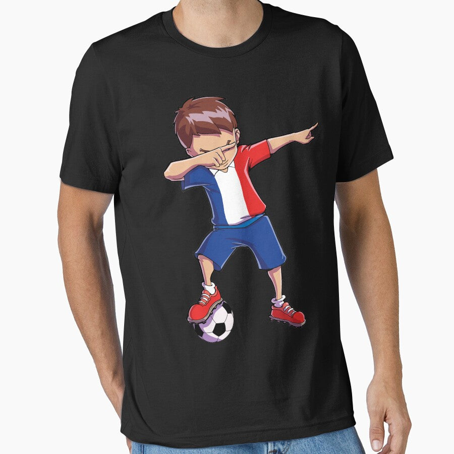 Dabbing Soccer T shirt for Boys France French Football Gifts by LiqueGifts