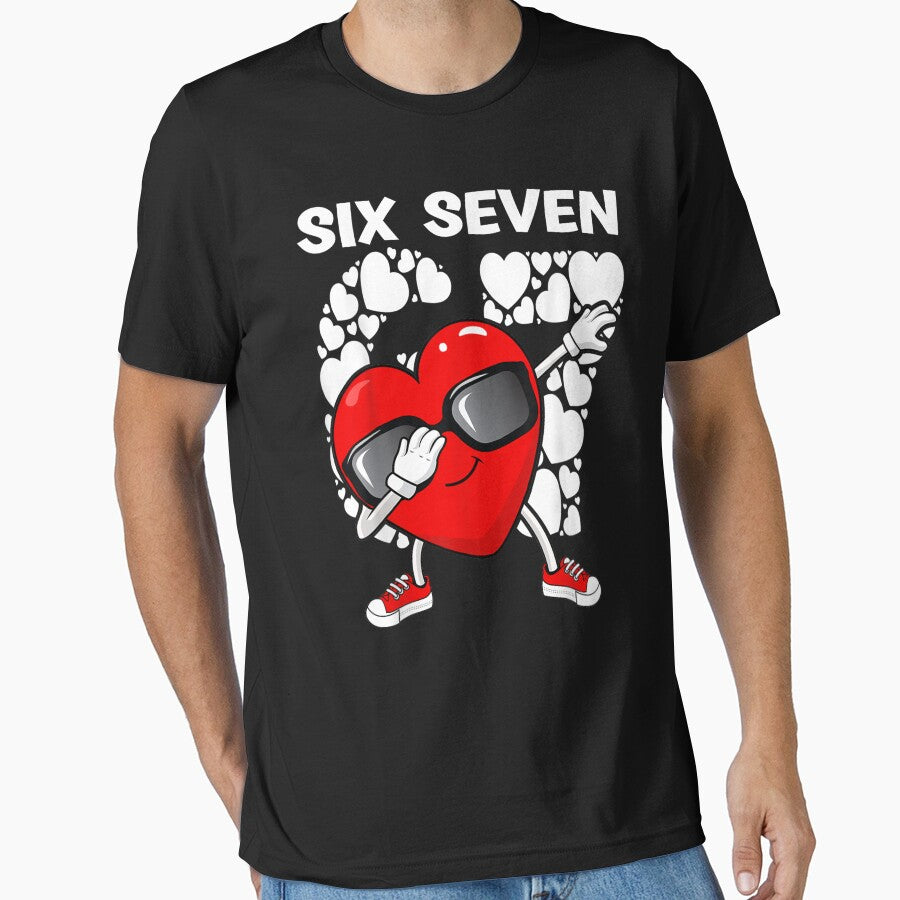 Valentines Day Boys Kids Girls Hearts Dabbing six Seven 67 by MatherFisher