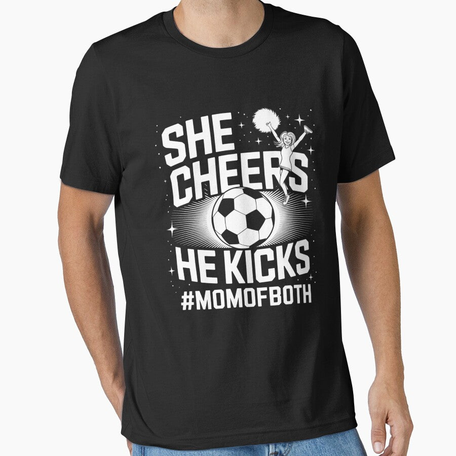 She Cheers He Kicks Mom Of Both Cheer And Soccer Mom by lilLilaBatArt