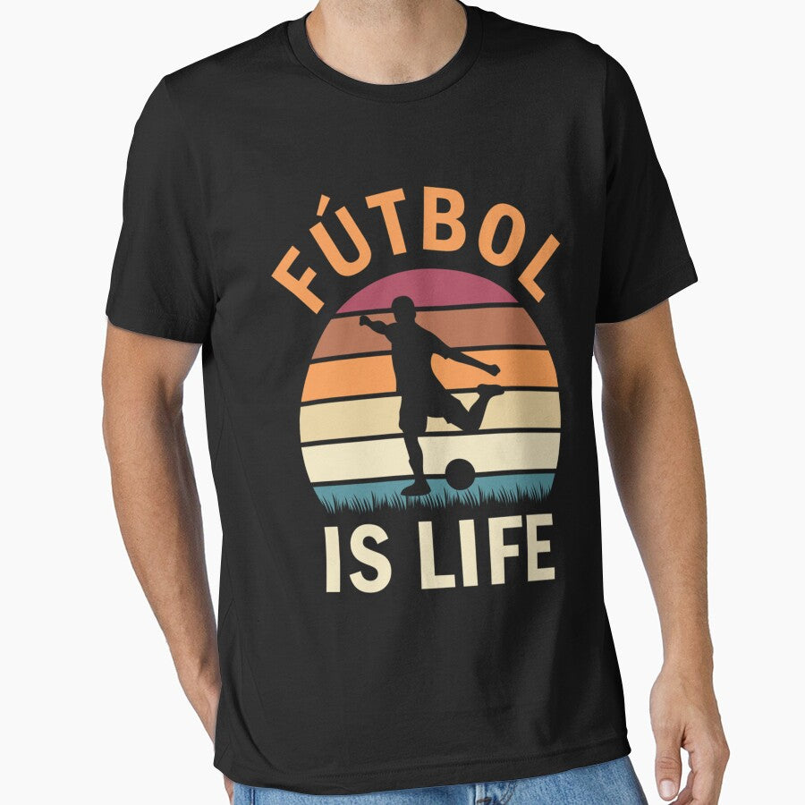 Fútbol Is Life Football and Soccer Lover Vintage Retro Sunset Essential by ElgaAmato