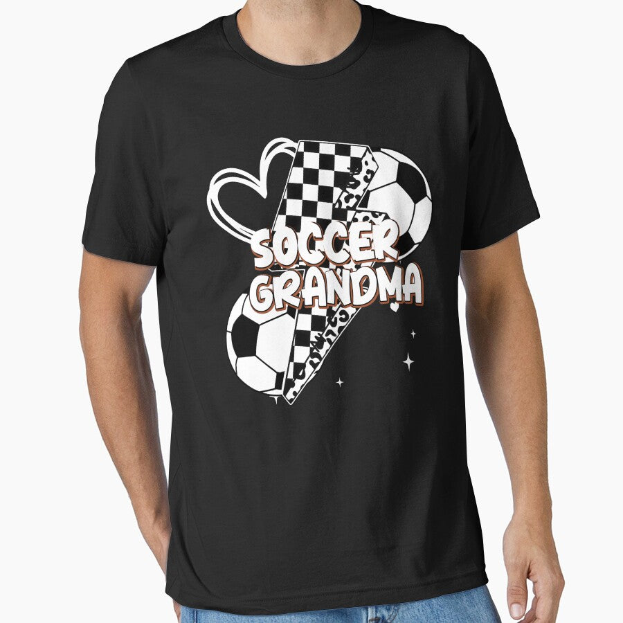 Leopard Soccer Grandma Checkered Bolt Tee by LarryMBrown