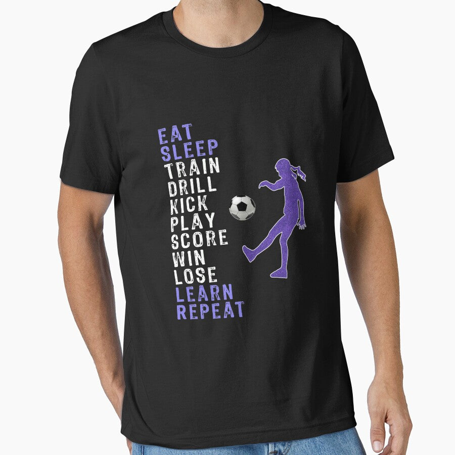 Funny Girls Soccer & Football Gift Design Eat Sleep Soccer Repeat by LGamble12345