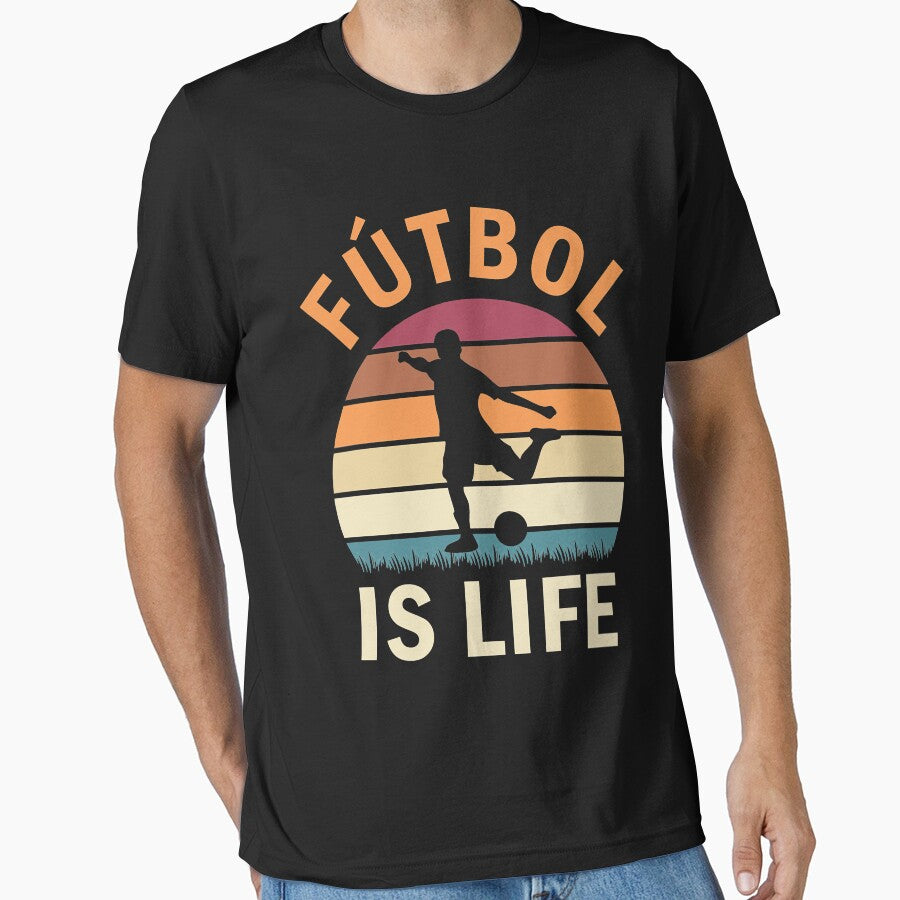 Fútbol Is Life Football and Soccer Lover Vintage Retro Sunset Essential by ZaydieIn