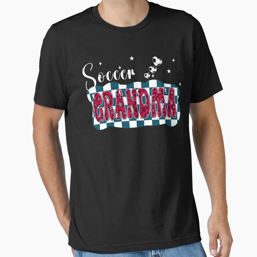 Cute Soccer Grandma Leopard Checkered Tee by LarryMBrown