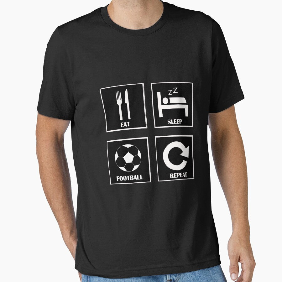 Eat Sleep Football Repeat Player Gift black color by Panya-Design