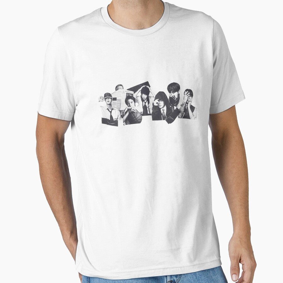 BTS OT7 Arirang Collage - Aesthetic Monochrome Portrait by moamaxshop