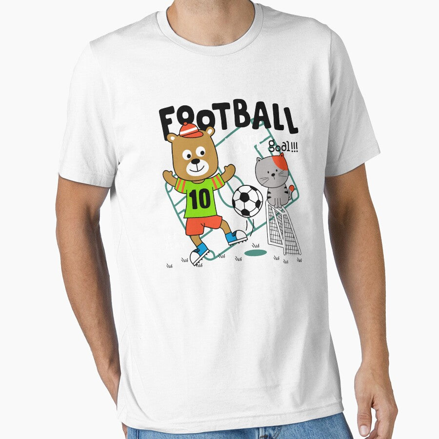 cartoon bear playing soccer, bear playing soccer with cat, bear and cat playing soccer by GreyStanzione1