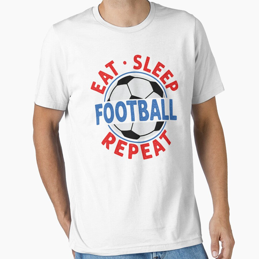 Eat Sleep Football Repeat Soccer Ball Shirt for Boys Girls Men and Women Who Love Football by RandomWeird