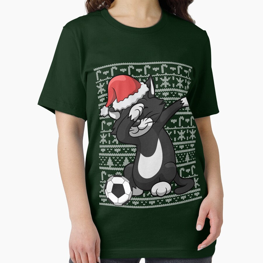 Dabbing Black Cat Soccer Ugly Sweater Christmas by frittata