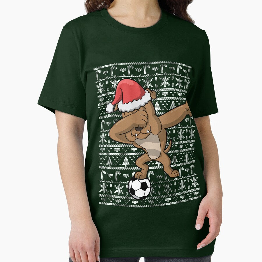 Dabbing Bull Dog Soccer Football Ugly Christmas by frittata