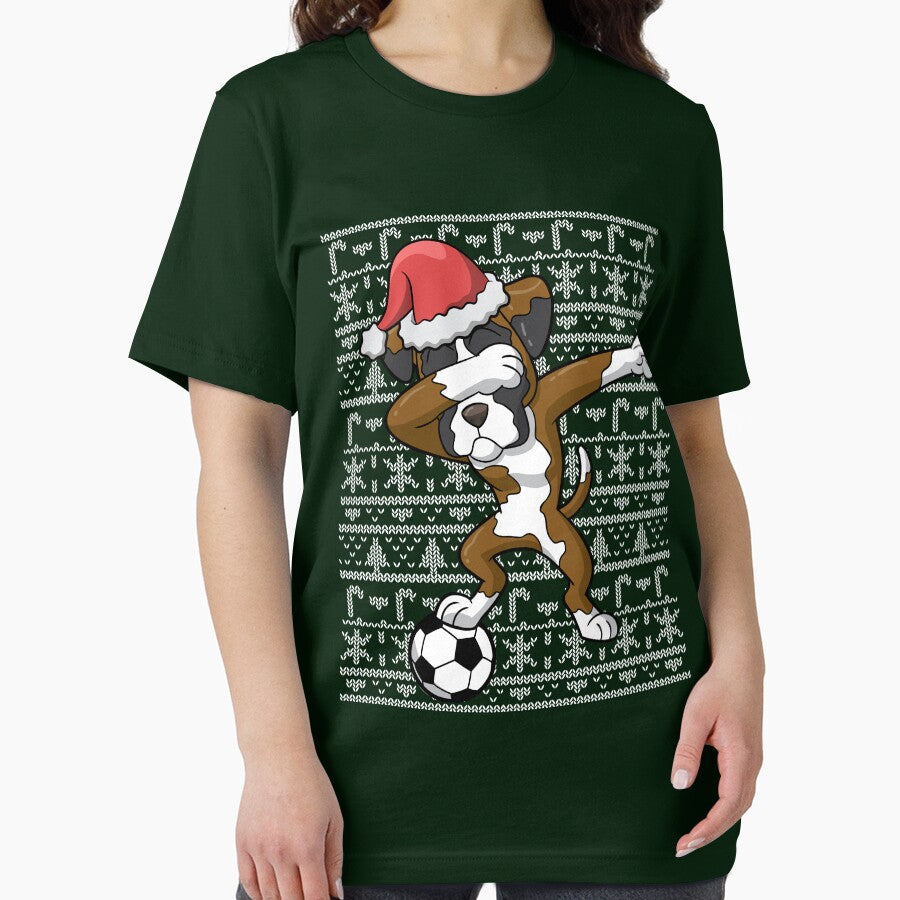 Dabbing Boxer Dog Soccer Football Ugly Christmas by frittata