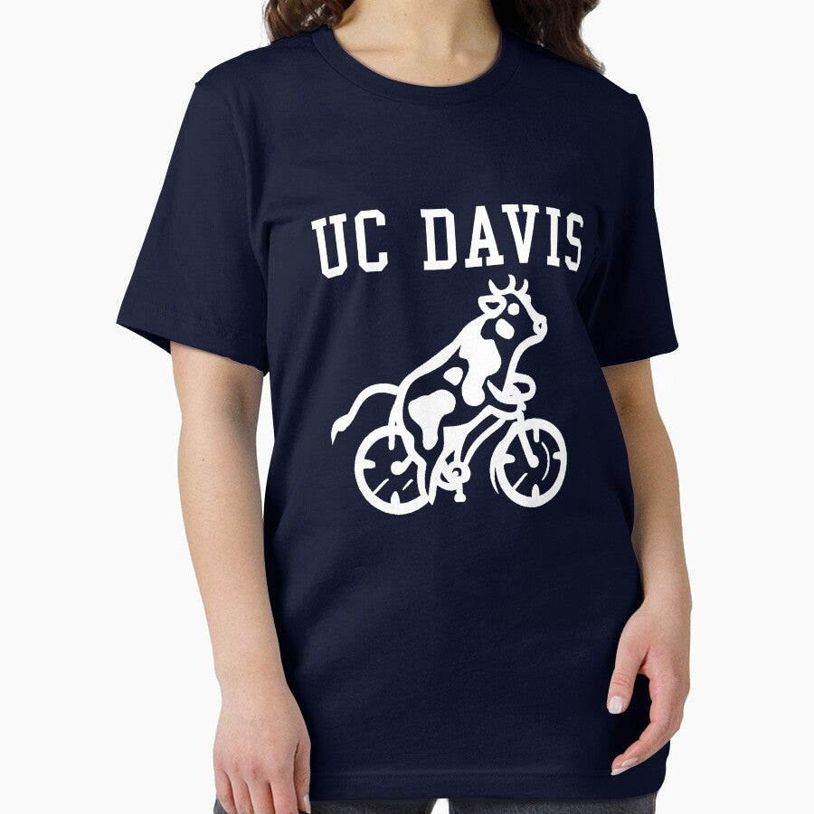UC Davis Cow Bicycle T Shirt (White) by only1bigboy