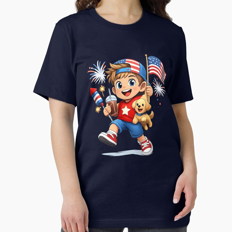 Patriotic joy with puppy and fireworks by JOSHUAWAYLAND