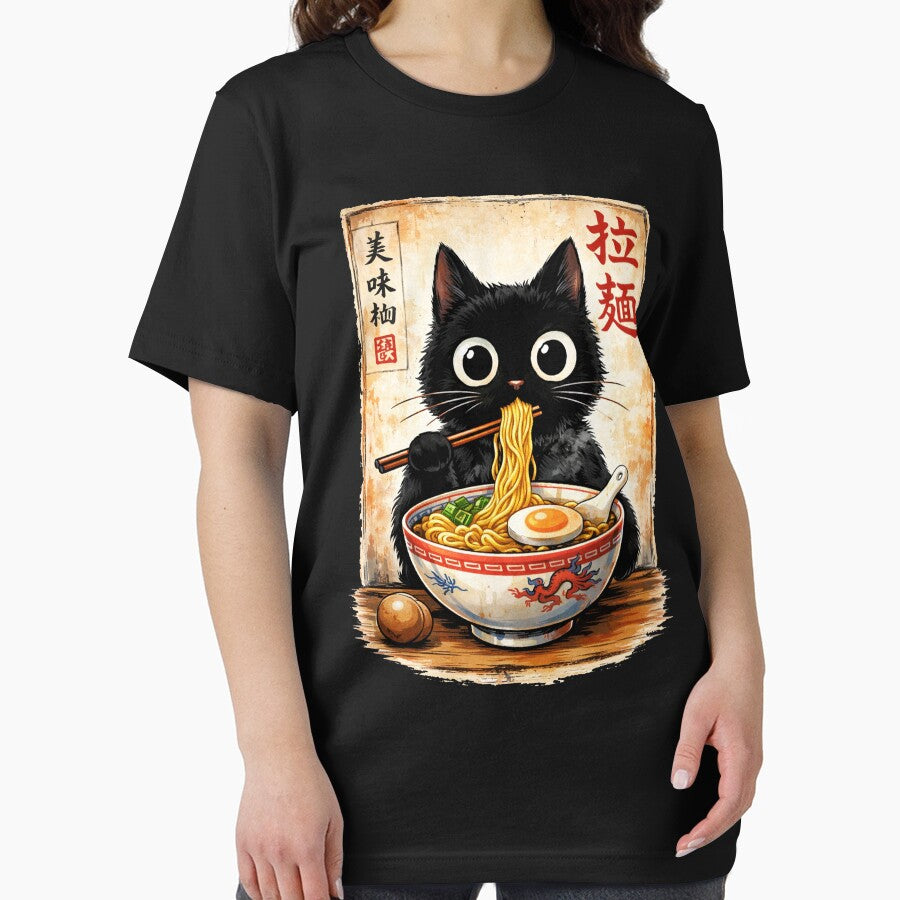 Kawaii Ramen Cat Retro Japanese Noodles Artwork by Kladhadredo
