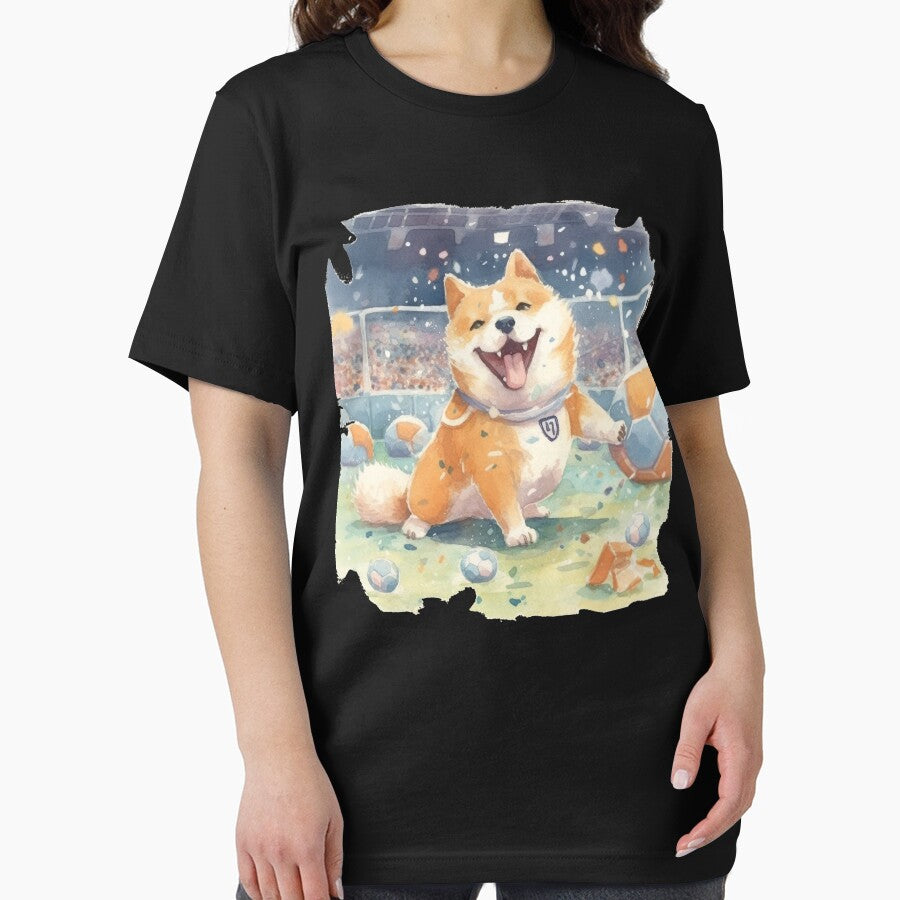 Japanese dog Shiba Inu colorful watercolor soccer by Naohiro