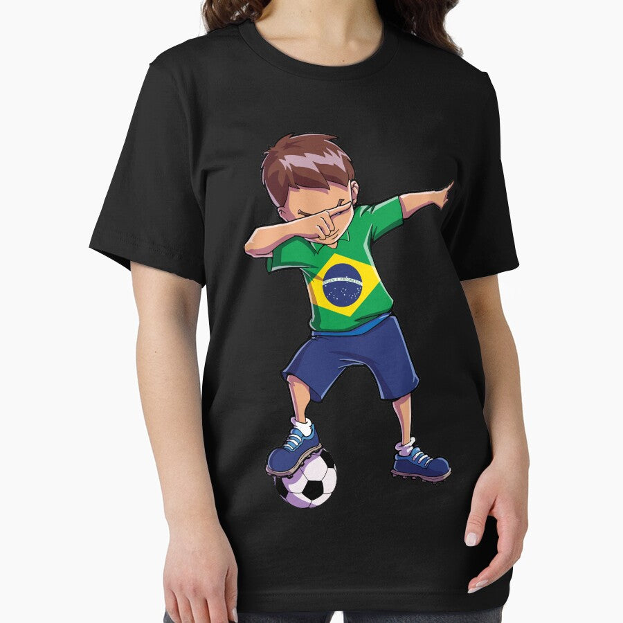 Dabbing Soccer T shirt for Boys Brazil Brazilian Football by LiqueGifts