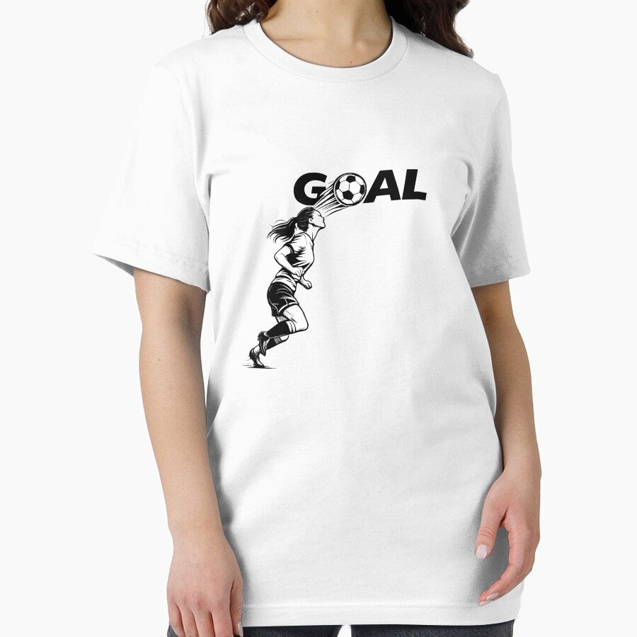 Women’s Football Goal Tee – Header retro comic style by allidoissh!ne