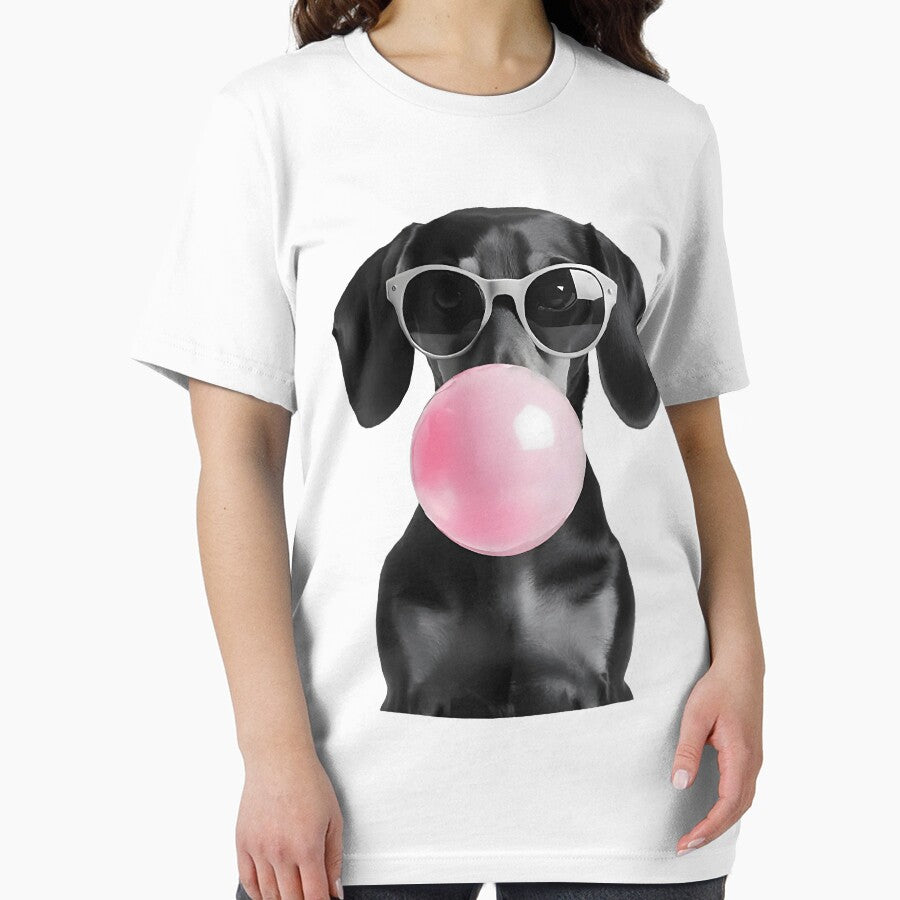 Cute Black Dachshund Dog with Heart Glasses Bubble Gum by FrankIsabel