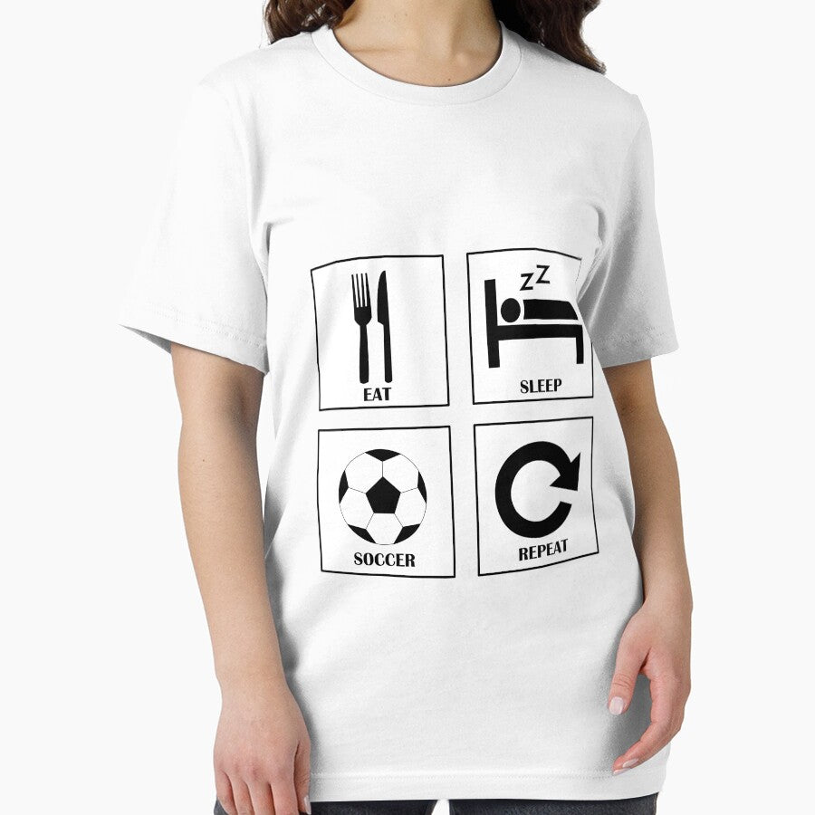 Eat Sleep Soccer  Repeat Player Gift white color by Panya-Design