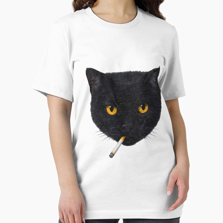 Smoking Cat Vintage Black Cat Retro 90s by FmStyleArt