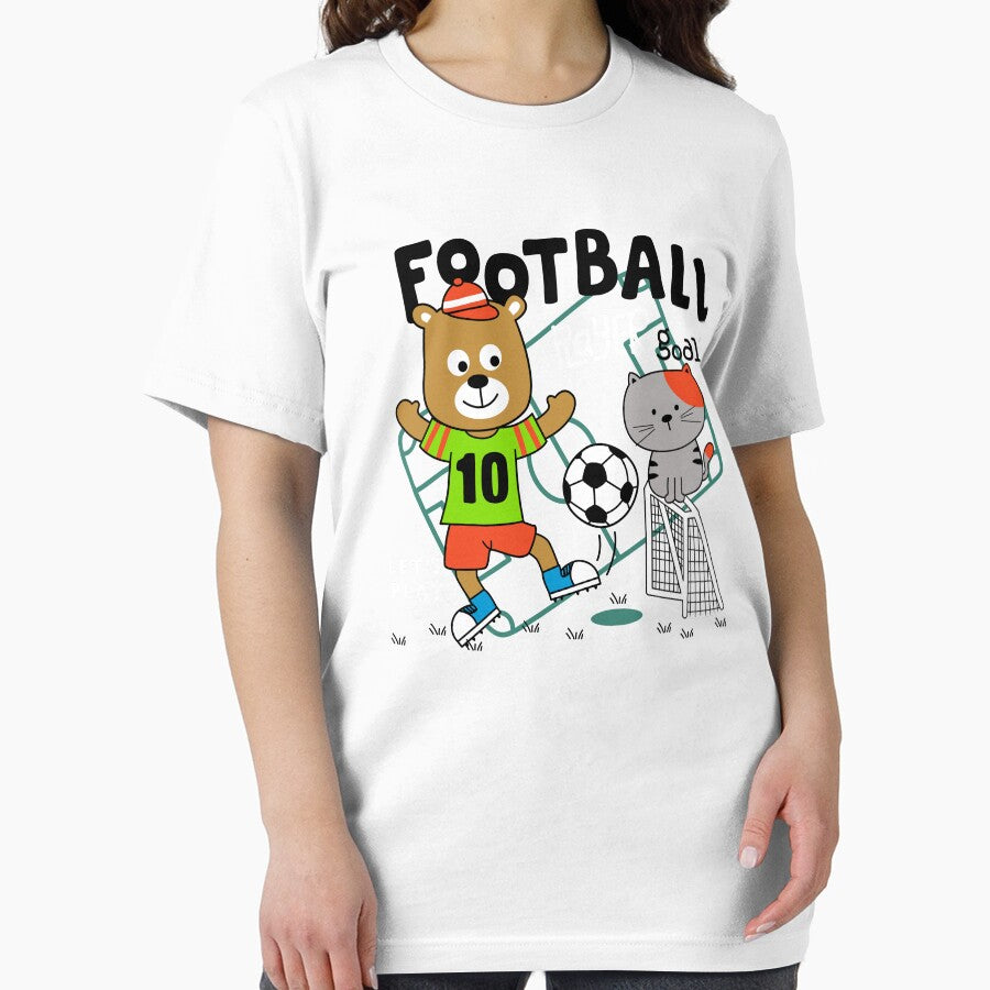 cartoon bear playing soccer, bear playing soccer with cat, bear and cat playing soccer by GreyStanzione1