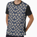 Thai pattern, blue, Thai fabric, bush flower pattern, gold color for everyone in the family. by isaartboho