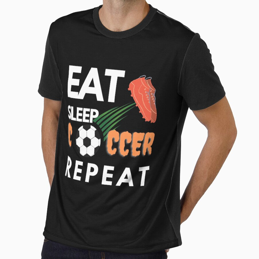 Eat Sleep Soccer Repeat Soccer Shirt, soccer player by Pipat
