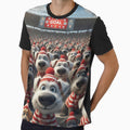 Cute Cartoon Dogs as Soccer Fans in Red Stadium Crowd by Pixel Pout