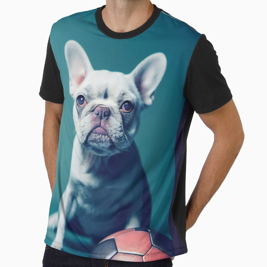 A Cute Grey French Bulldog with a Football (Soccer Ball) by BrolinAndPearls