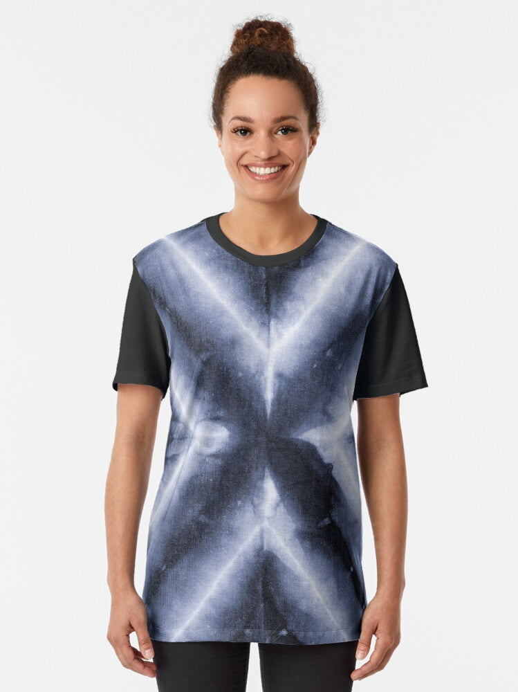 Dark Blue Tie Dye X Print Photo Graphic T-Shirt Hoodie, Sweatshirt | CoreVibeTees.com (Image 2)