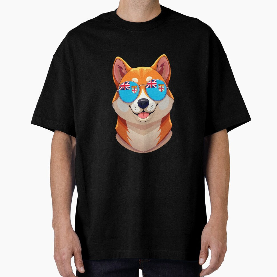 Vintage Patriotic Shiba Inu Fijian Flag by DreamBrushy