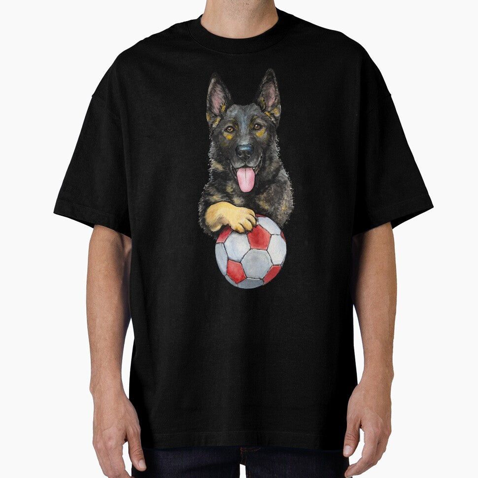 German Shepherd Playing with Soccer Ball by Noewi