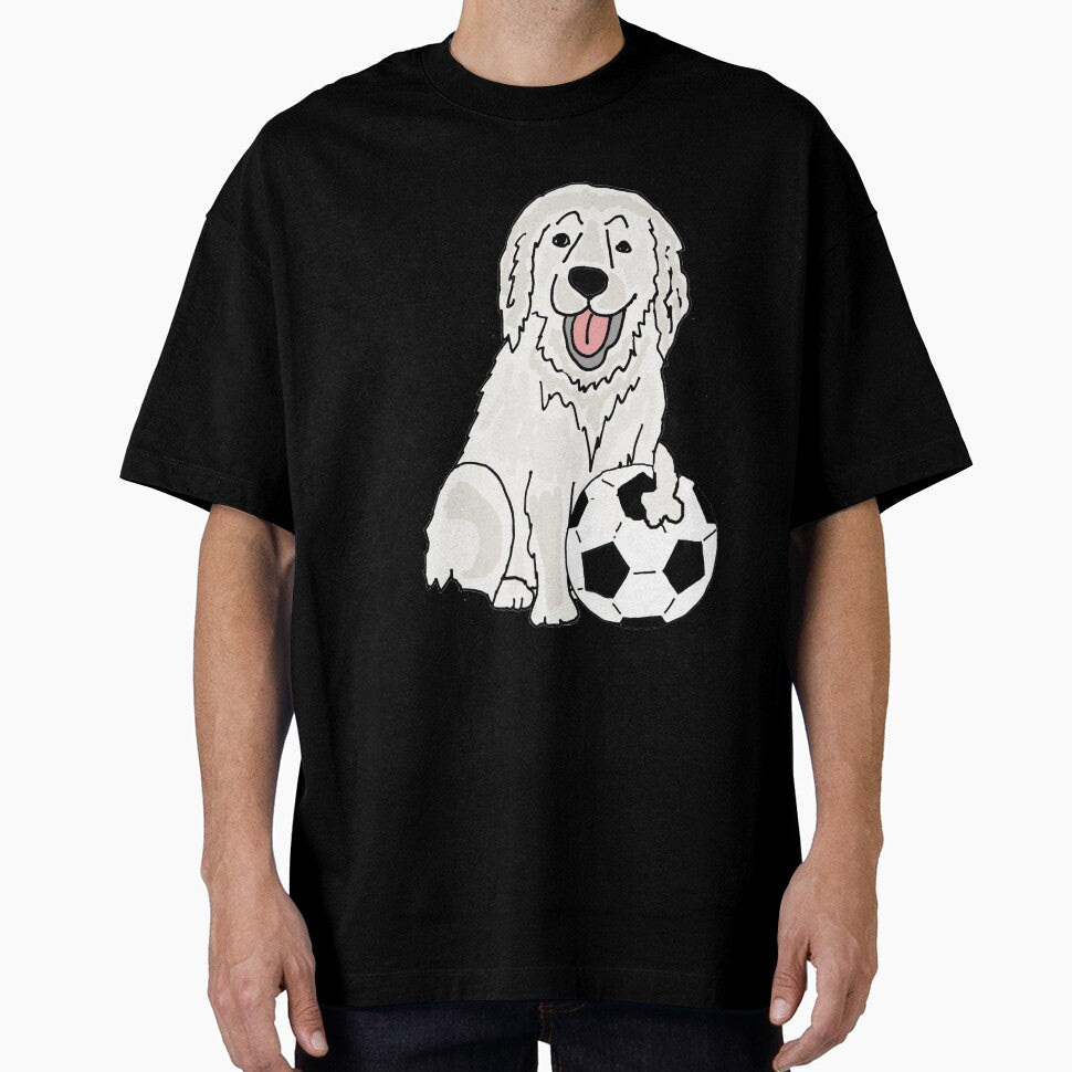 Funny Great Pyrenees Dog Playing Soccer Cartoon by Nature's Fancy