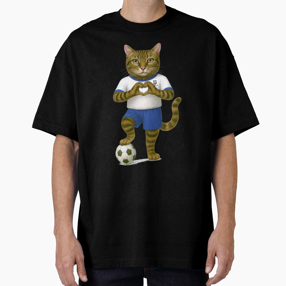 Soccer Cat Illustration – Tabby Athlete Making Heart Gesture by Patternicity