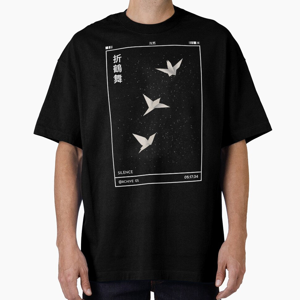 Dancing Origami Cranes 折鶴舞 | Origami Crane Shirt | Japanese Paper Crane Design by Cats&Kanji