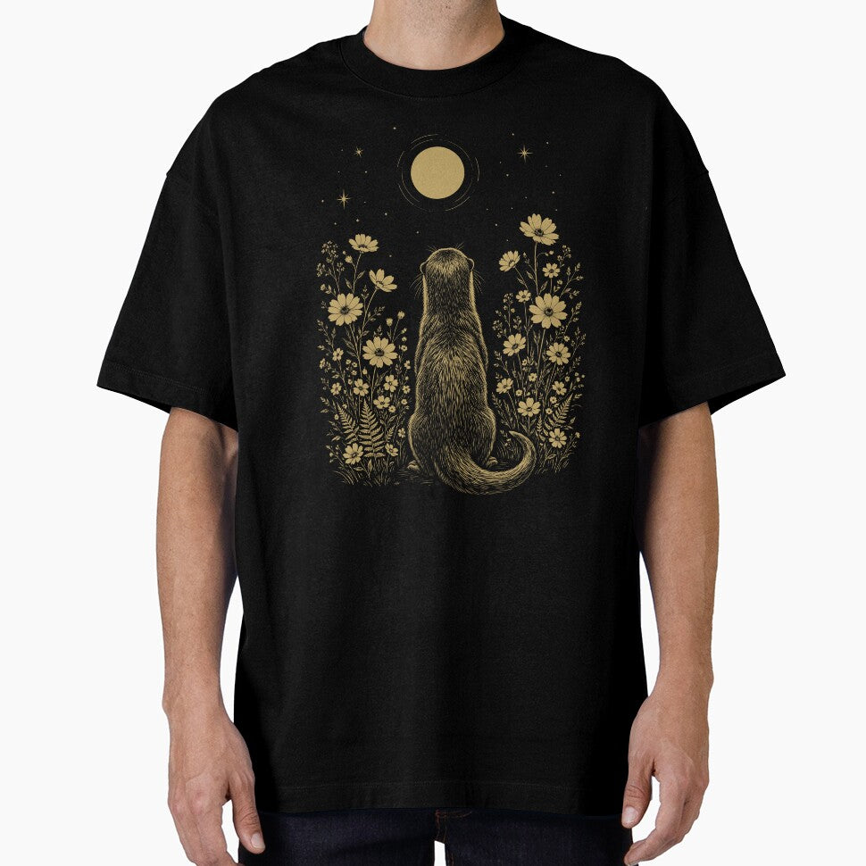 Otter Moon Night Flower Minimalist Boho Lover by DoodleTortle