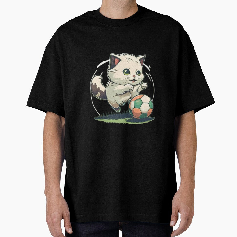 Cat playing soccer by Warih