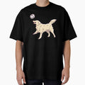 Soccer Football Golden Retreiver Playing Ball, playful illustration by Magnificent Lizard