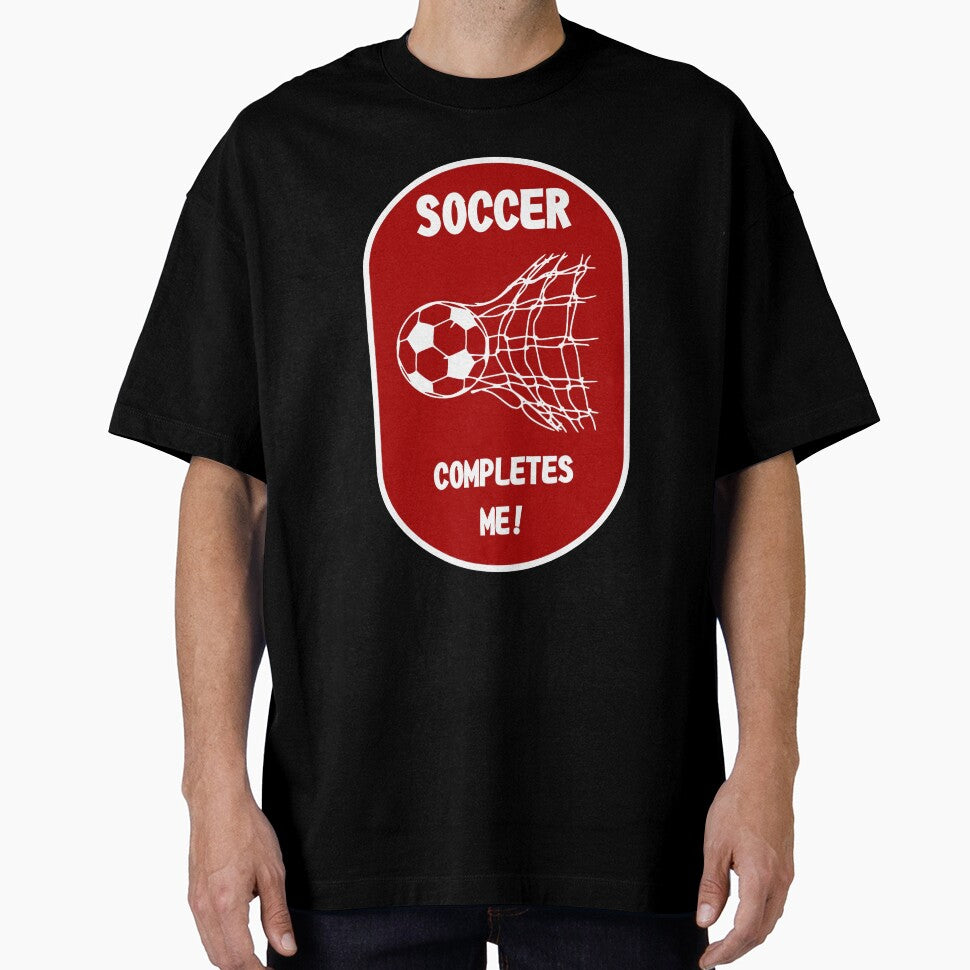 Soccer Completes Me / Football Design on a Red Background by ThisNThatImages